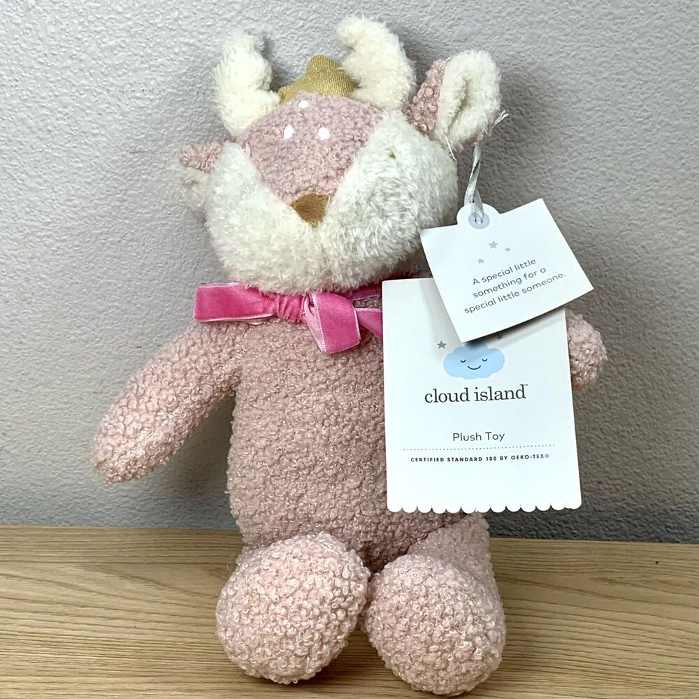 NWT Cloud Island 12" Stuffed Pink Plush Reindeer Gold Crown NEW Target Christmas